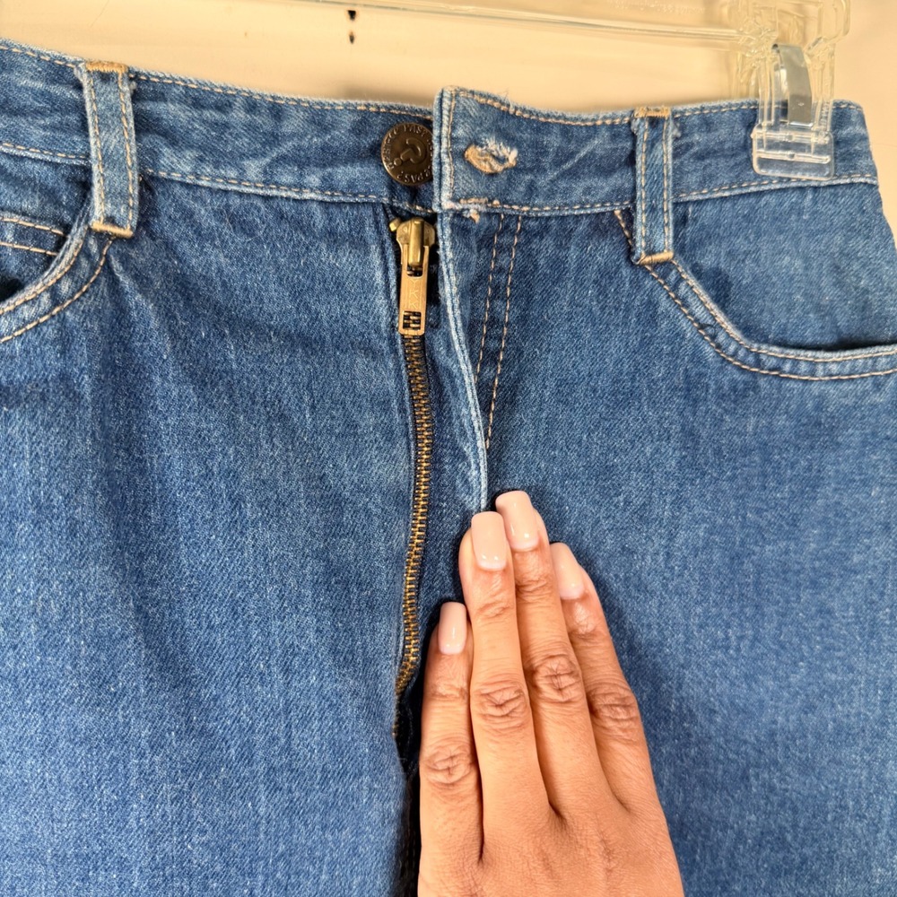 N'Est Ce Pas Kids Blue Denim Midi Skirt Medium‎ Wash High Waist Size 7/8 Vintage - Picture 3 of 9
